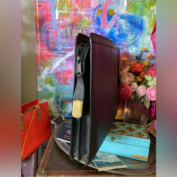 Auth RARE Vintage GUCCI Black Leather Brief Tote Briefcase Case Portfolio GG - Picture 5 of 9